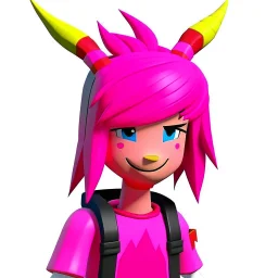 ROBLOX character pink hair with horns