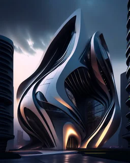 Edificio estilo Zaha Hadid, arte digital, calidad ultra, 8k 3D