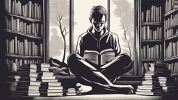 The image for the article could depict a person deeply engrossed in reading a book, seated in a tranquil and comfortable setting, surrounded by books. The light illuminates the book held in their hands, showcasing their complete focus and immersion in reading. The image reflects the calm and relaxation that daily reading and contemplation in books can provide, encouraging readers to embrace this beneficial habit.