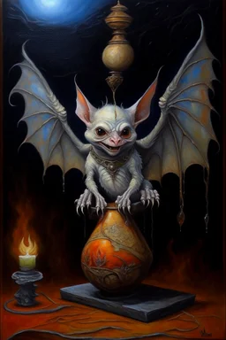 Living king elf kettle bat, prize winning oil painting