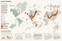 An infographic showing the interconnectedness of global financial markets, including stock exchanges, commodity markets, and bond markets. flat. without text