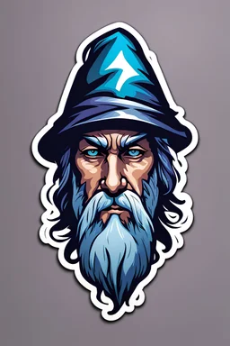 A minimalistic fantasy sticker of a wizards's face