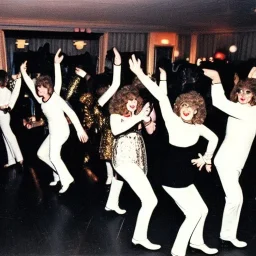 1980s photo of new years eve cats dancing