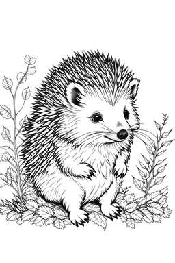 outline art for cute Hedgehog coloring page, white background, sketch style, full body, only use outline, clean line art, no shadow and clear and well outline