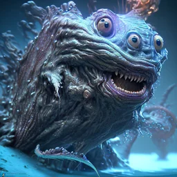 fluid ink angler fish creature, unreal engine 5, 8k resolution, photorealistic, ultra detailed