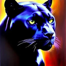 portrait of beautiful Black Panther painting by Brom , oil on canvas, cinematic composition, extreme detail,fit full head inside picture