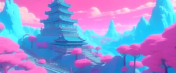 Background: style: pastel colours: vaporwave. Text in the Middle (centered horizontally and vertically): "Monokai 3D". Aspect ratio: 3360 × 840 px, sharp, very detailed, high resolution, inspired by hayao miyazaki, anime, art from ghibli movie