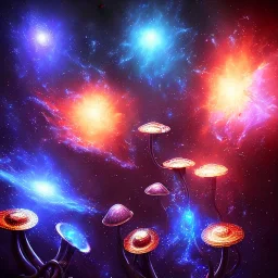 metal MUSHROOMs stars galaxy SPACE lANDSCAPE BURNING IN BLUE FLAMES hellfire abyss Faust sword wings