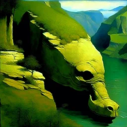 Dinosaur head oil painting. Andrew Newell Wyeth , Maxfield Parrish