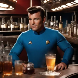 [Star Trek, drinking] Montgomery "Scotty" Scott in engineering working on distilling the Ron Eminente Reserva Rum using the warp drive core