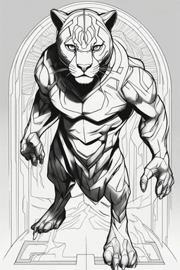 out line art of BLACK PANTHERsuper HIRO colouring pages with white background ,skech style ,full body. only use outline,mandala style,clean line art,white background,no shadow and clear and well outlined