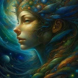 An in the space fantasy, perfect anatomy, fantasy, vibrant digital art professional award winning masterpiece, oil on canvas Atmospheric extremely detailed Josephine Wall