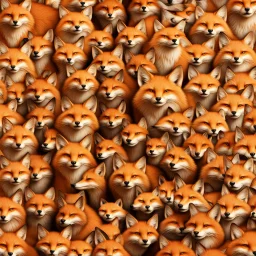 Small fox faces grouped together forming a large fox face, ultra quality, hyper detailed