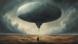 Science fiction painting, Michael Vincent Manalo, Darek Zabrocki, Alex Andreev, John Harris, ominous sky