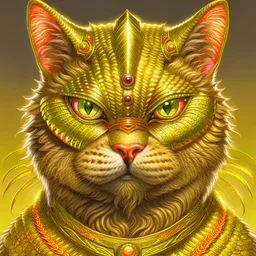 Blindfolded god cat, wielding golden scales, photorealistic, detailed face, accurate face, wide shot