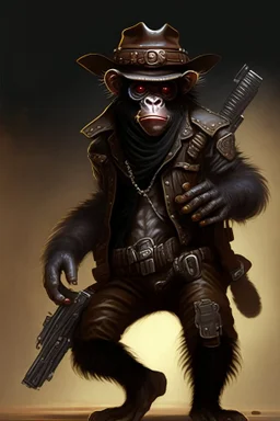 dark bounty hunter monkey cowboy with 2 pistols