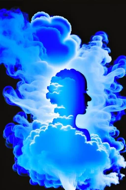 blue smoke in a shape of a person cloud air elemental