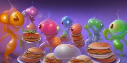 aliens enjoying fast food