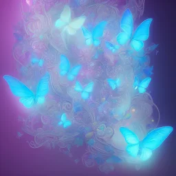 luminous pastel colors, blue butterfly