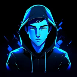 Epic blueprofile picture for my youtube channel in a black void with hoodie