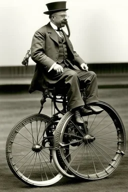 President Theodore Roosevelt painted as a biomechanical unicycle wheelchair with jet engine