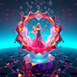 very complex CIFY structure ,pretty viberating color environment 3d metalic and crystal recursive evolving and animating beveled geometric base very complex CIFY structure emiting bubbles that broke, goddess of love in a pretty cleric dress comes out dancing gracefully , viberating color moving very in modern city escape environment while camera tracking it.write in down screen 3d animating"Made in Grok By:J.Babakan"
