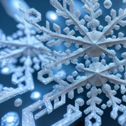  octane render, 8k high detail, snowflake, macro photography