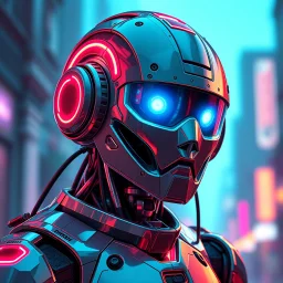 a cyberpunk android robot, bright colours, futuristic, dystopia, stylised, digital art, 3d render