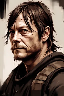Daryl dixon ( Face actors Norman reedus) sexy face blood, style draw