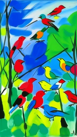 A white sky with singing birds painted by Alexej von Jawlensky