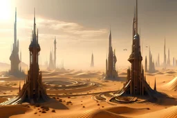 Honored Matres, future city in a desert background, fremen