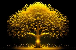 Generate a golden tree full of gold. Generate this in digital painting.