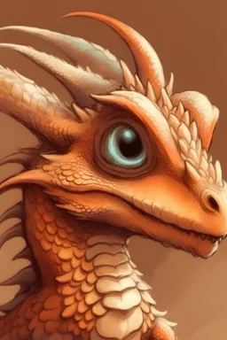 a small brown dragon with big eyes, friendly, fluffy wings, protective, kind, dull soft colors like a pencil sketch, portrait, pfp