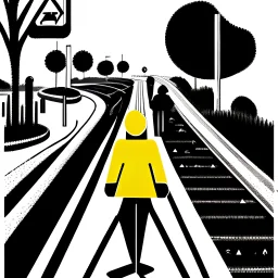 basic drawing BY ILLUSTRATOR of highways with sidewalks, pedestrians, cycle paths, traffic lights and signage