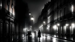 Imagine a picture of a girl walking in the streets of Paris at night in the rain alone, where fog covers large parts of the high-rise towers, where the visibility does not exceed twenty metres, the electricity is cut off for some reason, and only the moonlight illuminates the dark city with a slight bit of its light, where the dull colors contrast.
