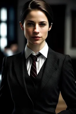 generate an image of a beautifull English lady wearing a nice suit that looks like a teacher "Please generate an image of an English lady wearing a nice suit that looks like a teacher."