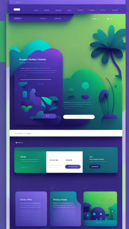 simple art style that show webiste's home page use bright green and dark blue-purple