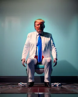 Donald Trump sitting in toilet scene, pants down, realistic image, hooper style, casual, concept art, smooth, unreal engine 5, god lights, ray tracing, RTX, lumen lighting, ultra detail, volumetric lighting, 3d.