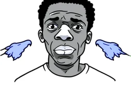 Black guy with an oversized nose, saying, "ME HUELE A PEGASUS". Illustration in line art, red, black and white colors