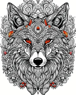 Eurasian wolf ANIMAL Book cover for Adults, mandala, flower,