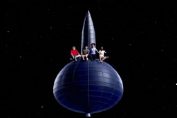 meme of people on top of a rocketship to the moon