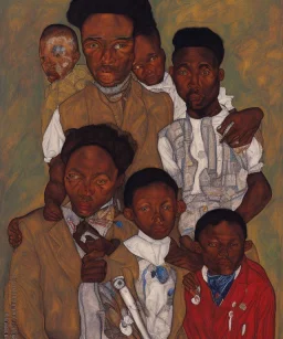 wealthy African American young family by Egon Schiele