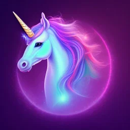 A BEAUTIFUL UNICORN, purple neon color scheme, high key lighting, volumetric light high details psychedelic background