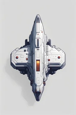 a minimalist spaceship for a top down view, 2D, asset shooter, video game , pixel art, white background