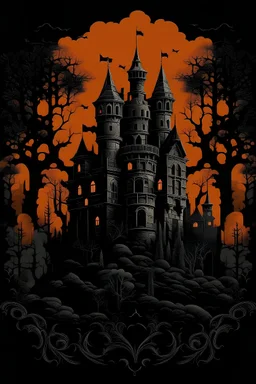 graphic Halloween, black castle