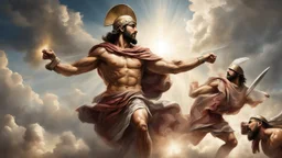 Spartan fighting Jesus in heaven