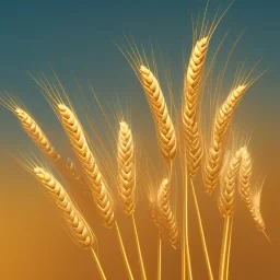 A professional logo of 5 wheat ears, with full details, full HD, voluminous, 3D, symmetrical, 4K, 8K