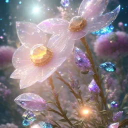 one big crystal subtle flower in a galactic ambiance with a beautiful fairy, transparent petals, delicate colors, in the foreground, full of details, smooth，soft light atmosphere, light effect，vaporwave colorful, concept art, smooth, extremely sharp detail, finely tuned detail, ultra high definition, 8 k, unreal engine 5, ultra sharp focus