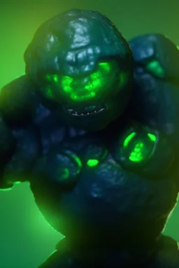 mutated green stone golem with a red tumor corrupted