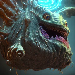 fluid ink angler fish creature, unreal engine 5, 8k resolution, photorealistic, ultra detailed
